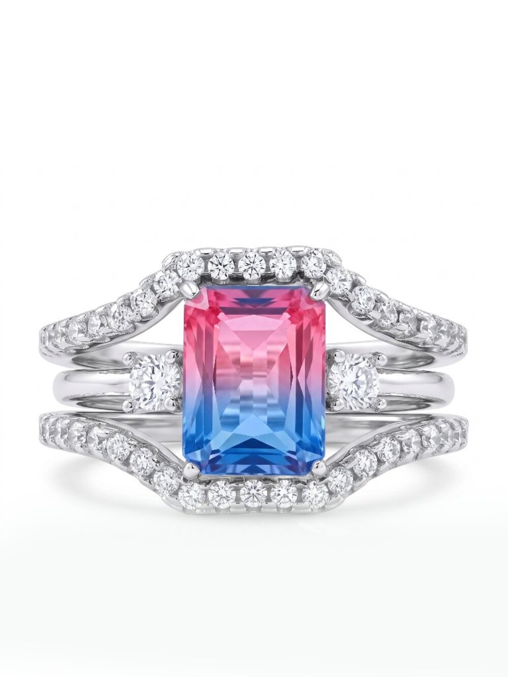 Pink Purple tourmaline stone ring set, 925 Sterling Silver Charmed Aroma
